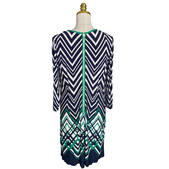 Eliza J Women’s Multicolor Chevron Print 3/4 Sleeve Stretch Sheath Dress Size 8 - Picture 5 of 8